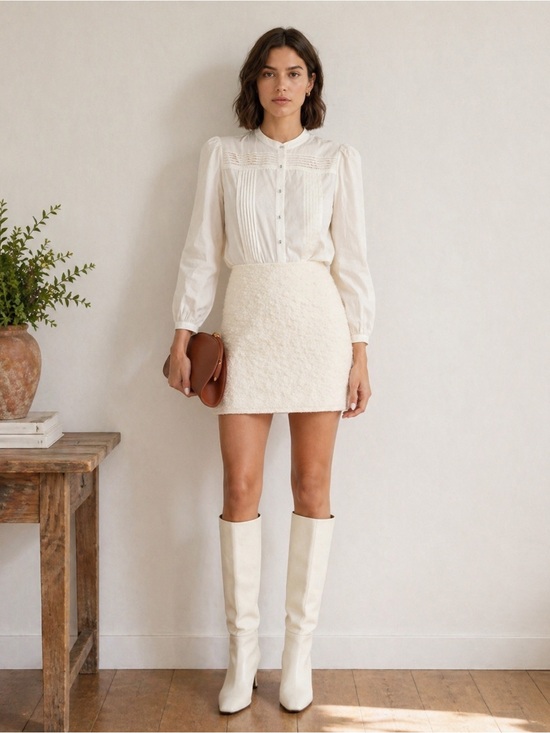 Joie Tops - JOIE Vesta Pintucked Cottonvoile Blouse long sleeve minimalist preppy Feminine